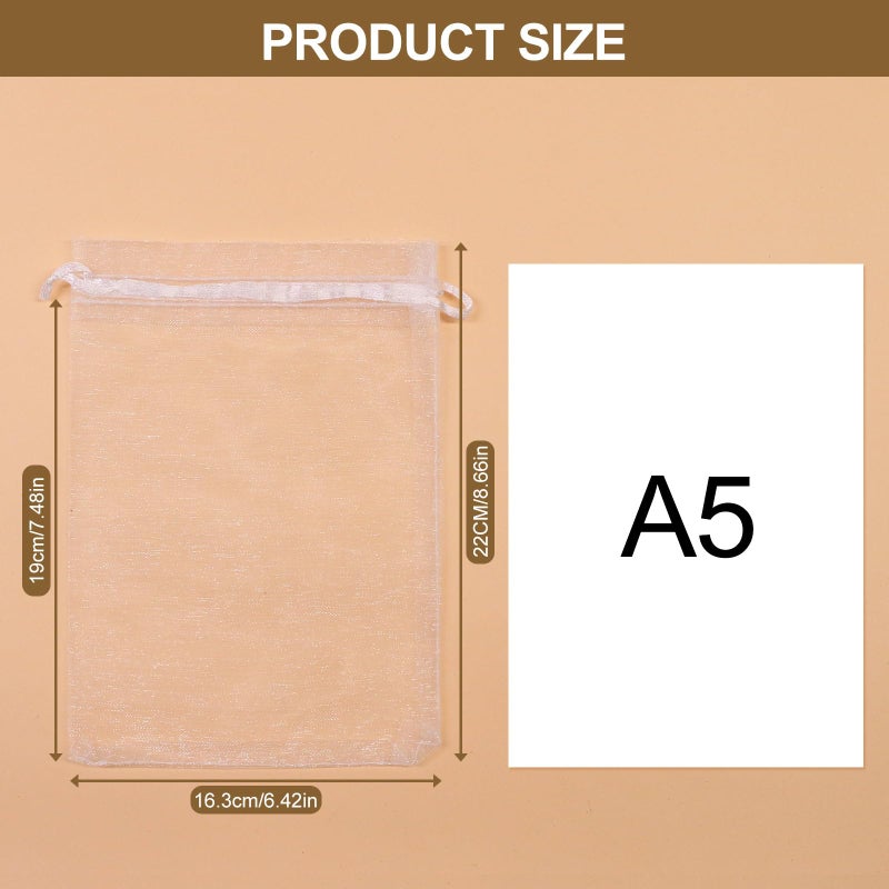 SumDirect White Sheer Organza Bags - 100Pcs 6x9 Inch Organza Gift Bags with Drawstring, Jewelry Pouches for Wedding Party Christmas Favor - Image 2